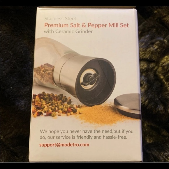 Modetro Salt & Pepper Mill Shakers Set Adjustable Grinder Stainless Glass - Picture 11 of 11